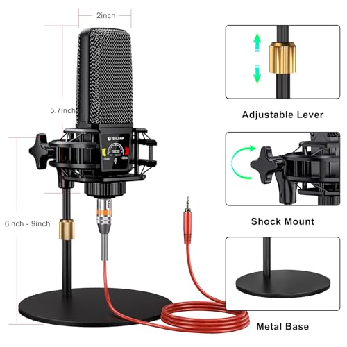 Podcast Microphone Bundle with Live Sound Card Audio Mixer, 3.5mm Condenser Microphone, Sound Board with Voice Changer J44245