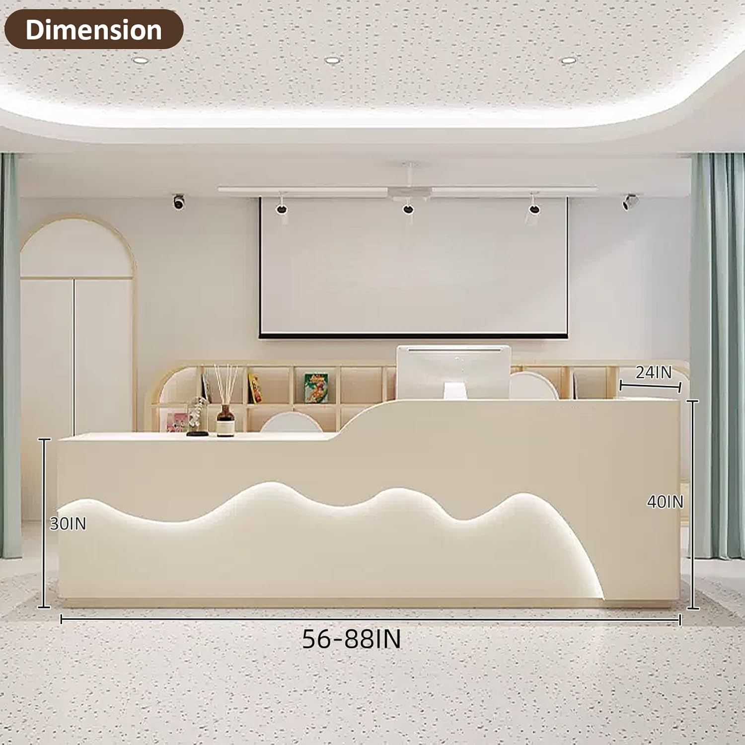 Reception Desk with Lockers and Storage Shelves Y130212