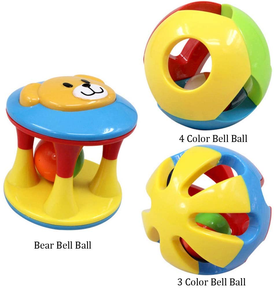 3 Pcs Baby Rattle Ball Toys Colourful Shaking Bell Rolling Balls Newborn Handbells P3167