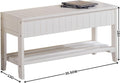 White Solid Wood Storage Bench with Open Shelves W193