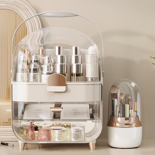 White 15" L×8.5"W×12"H Desktop Makeup Box with Drawers L485722