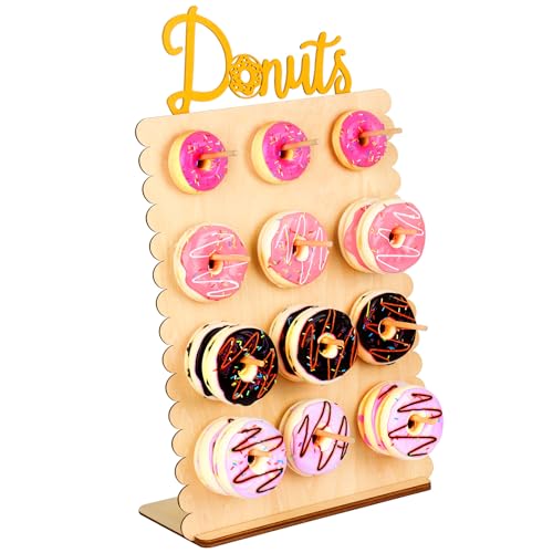 Reusable 12 Peg Wooden Donut Wall Stand N888
