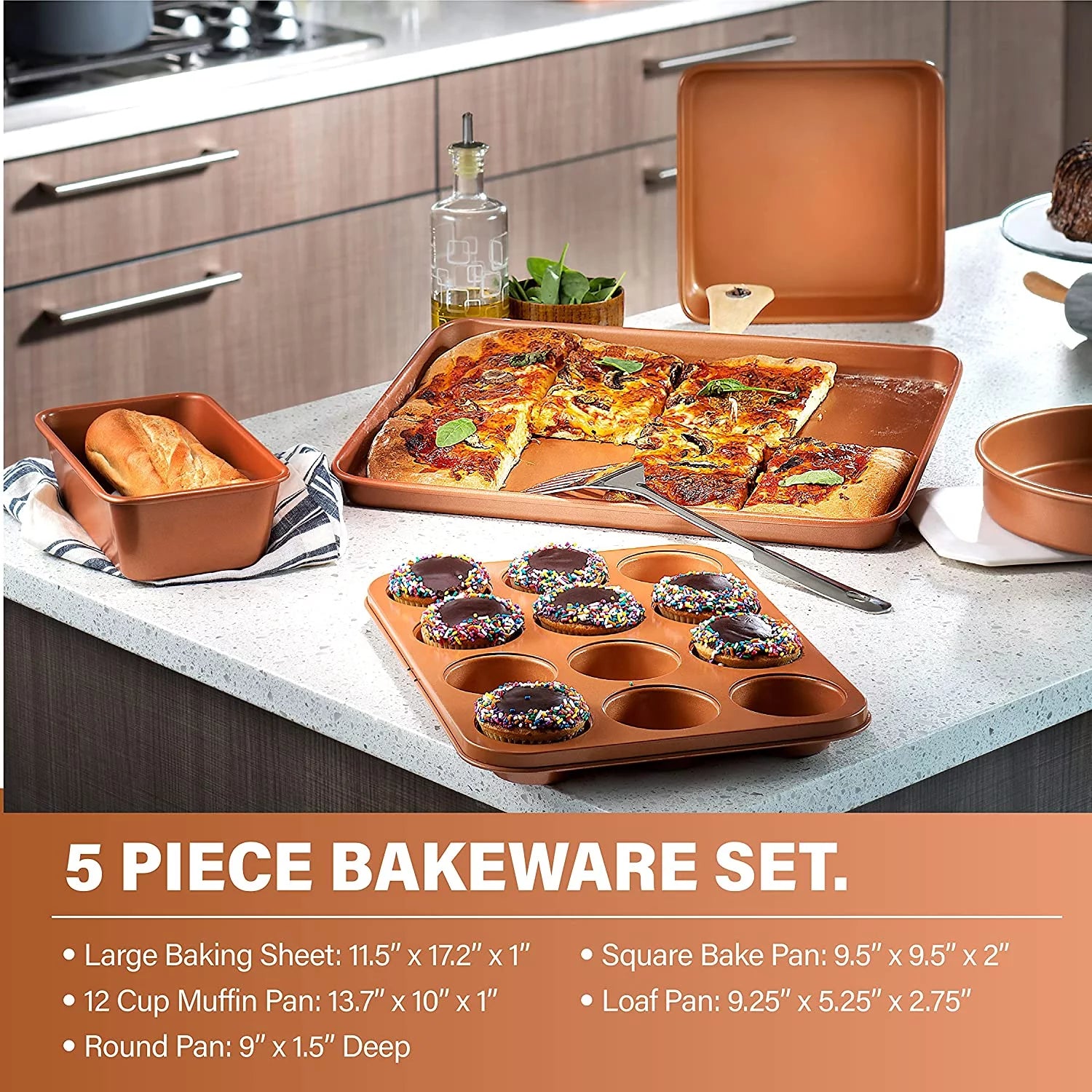 20 Piece Nonstick Copper Cookware and Bakeware Set N963