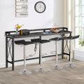 Black 5-Piece Console Table and Stool Set with 4 Adjustable Swivel Chairs Q88340
