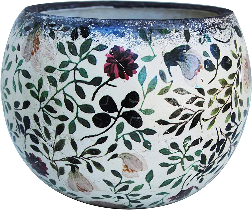 Red and green round ceramic planters H3240