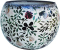 Red and green round ceramic planters H3240