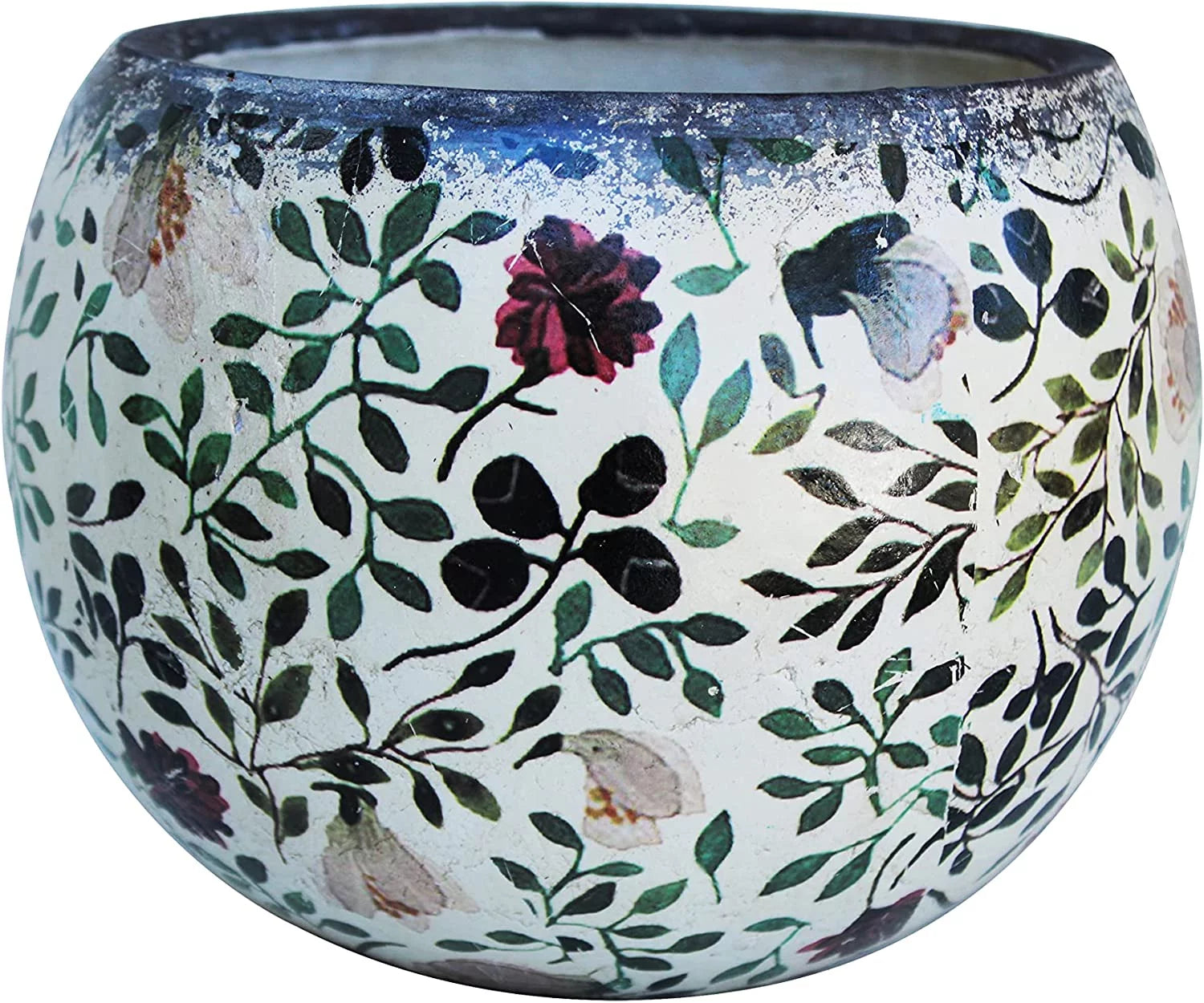 Red and green round ceramic planters H3240