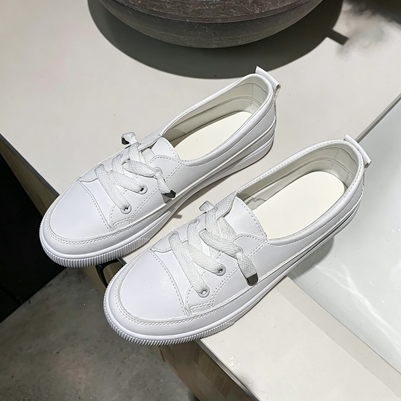 Women's Lightweight Slip-On Faux Leather Casual Low-Top Sneakers　