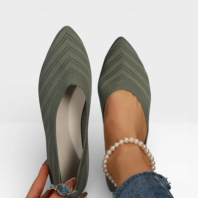Breathable Knit Pointed Toe Flat Shoes Comfort Slip On Walking Flats for Women