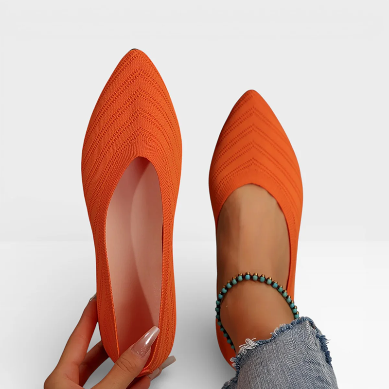 Breathable Knit Pointed Toe Flat Shoes Comfort Slip On Walking Flats for Women