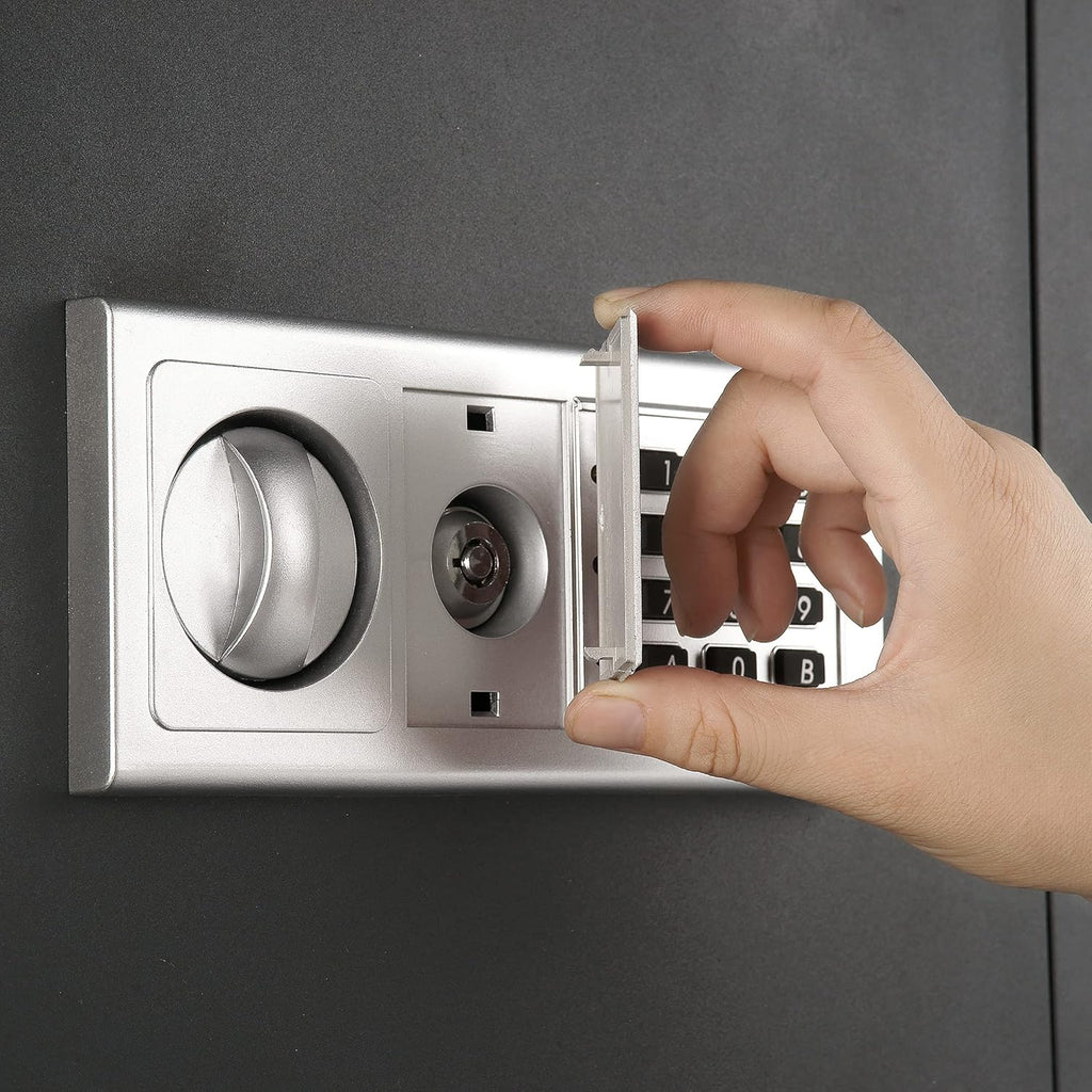 Dark Gray Electronic Flat Wall Safe Box with Digital Keypad and 2 Manual Override Keys C193634
