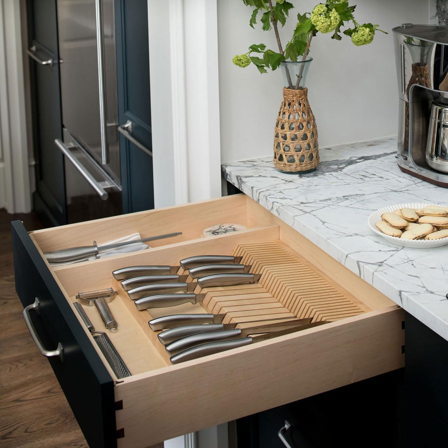 Dual Row Knife Block Drawer Organizer Q859