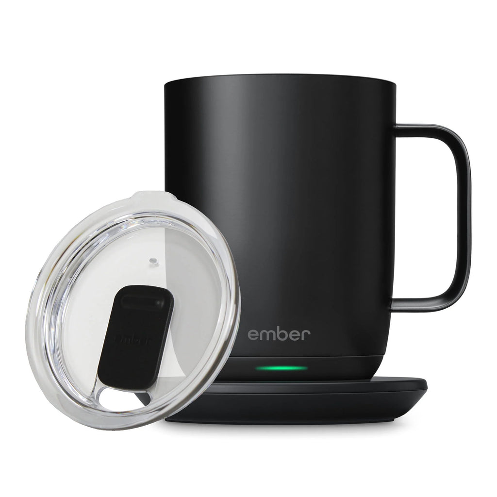 14 oz Grey Heated Coffee Mug with Splash-Proof Sliding Lid O4252