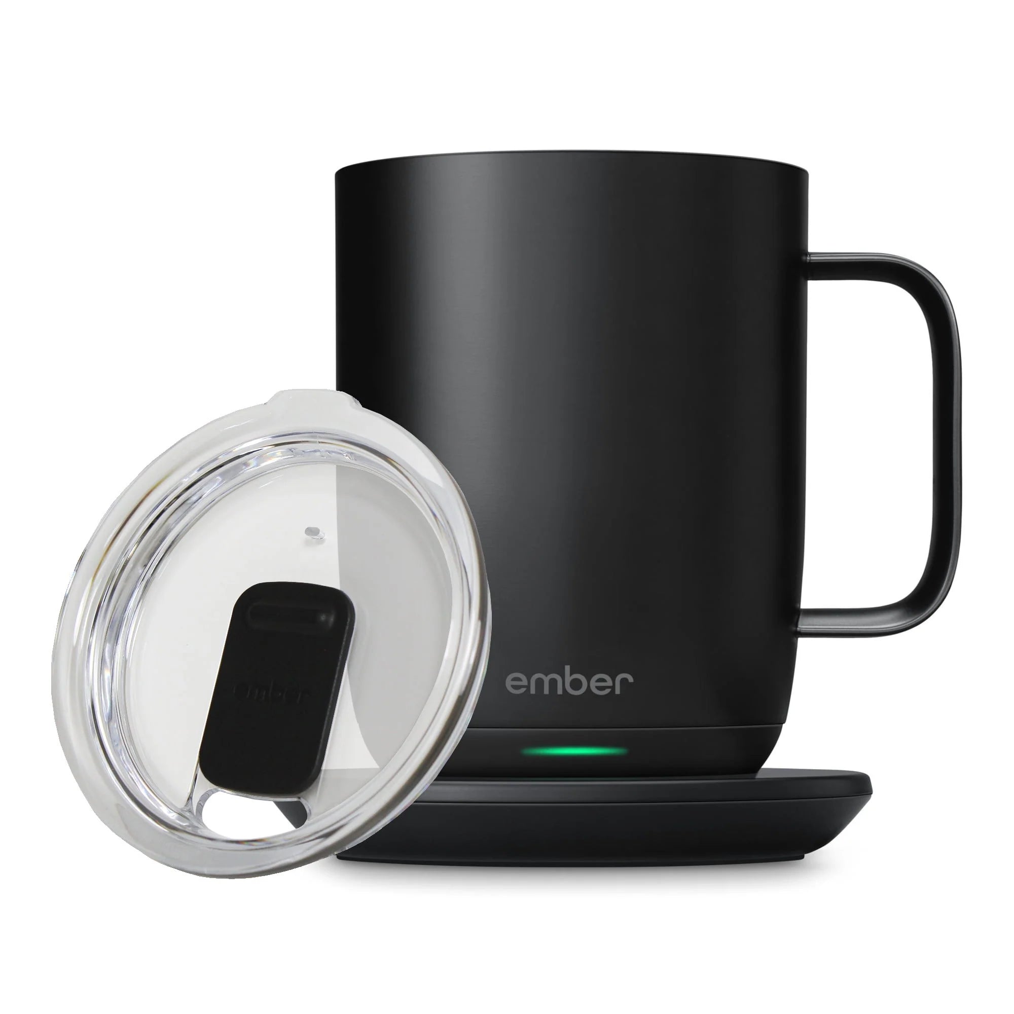 14 oz Grey Heated Coffee Mug with Splash-Proof Sliding Lid O4252