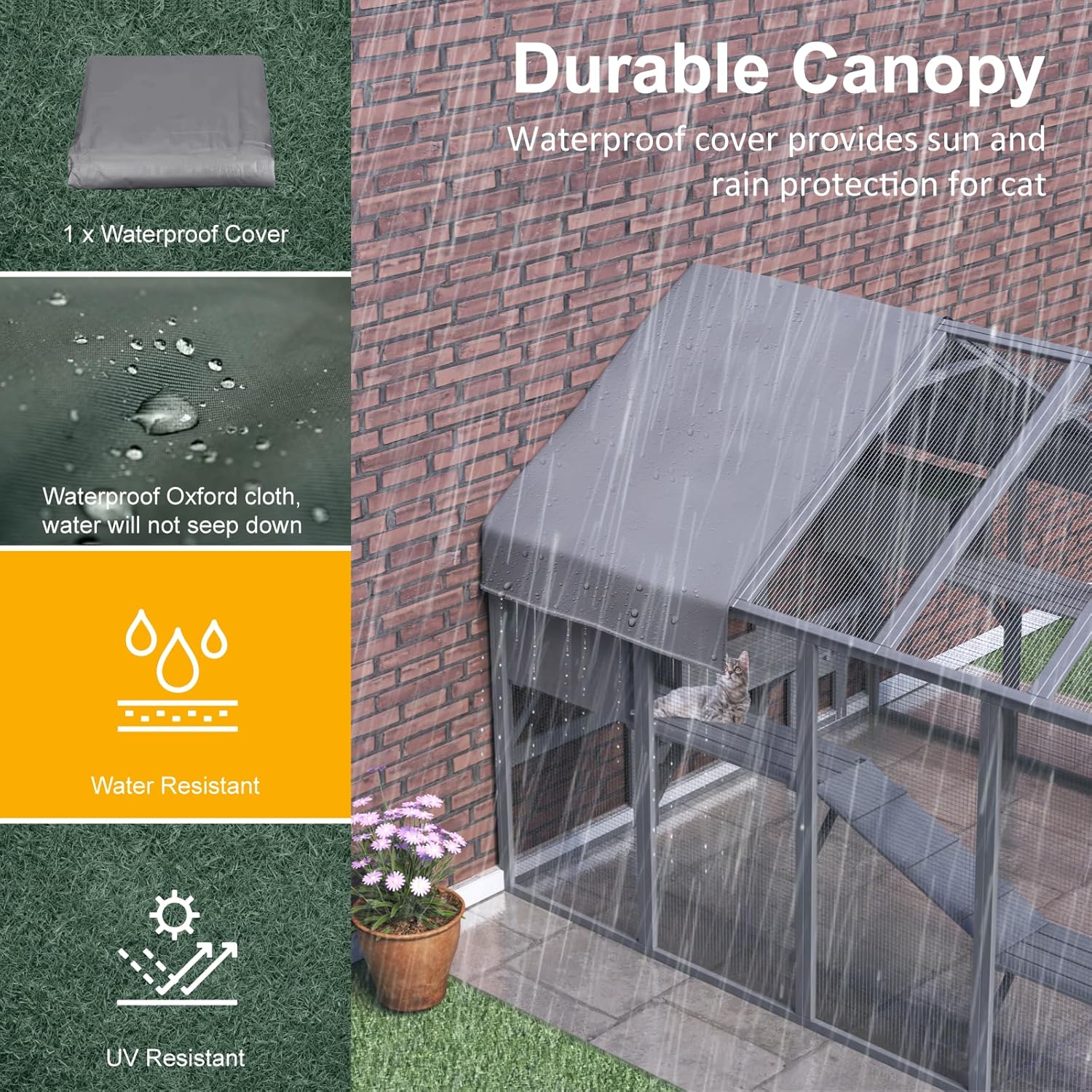 Large Catio Outdoor Cat Enclosure with 7 Platforms, 2 Resting Box and 2 Bridges, 71 x 71 x 97 inch E54075