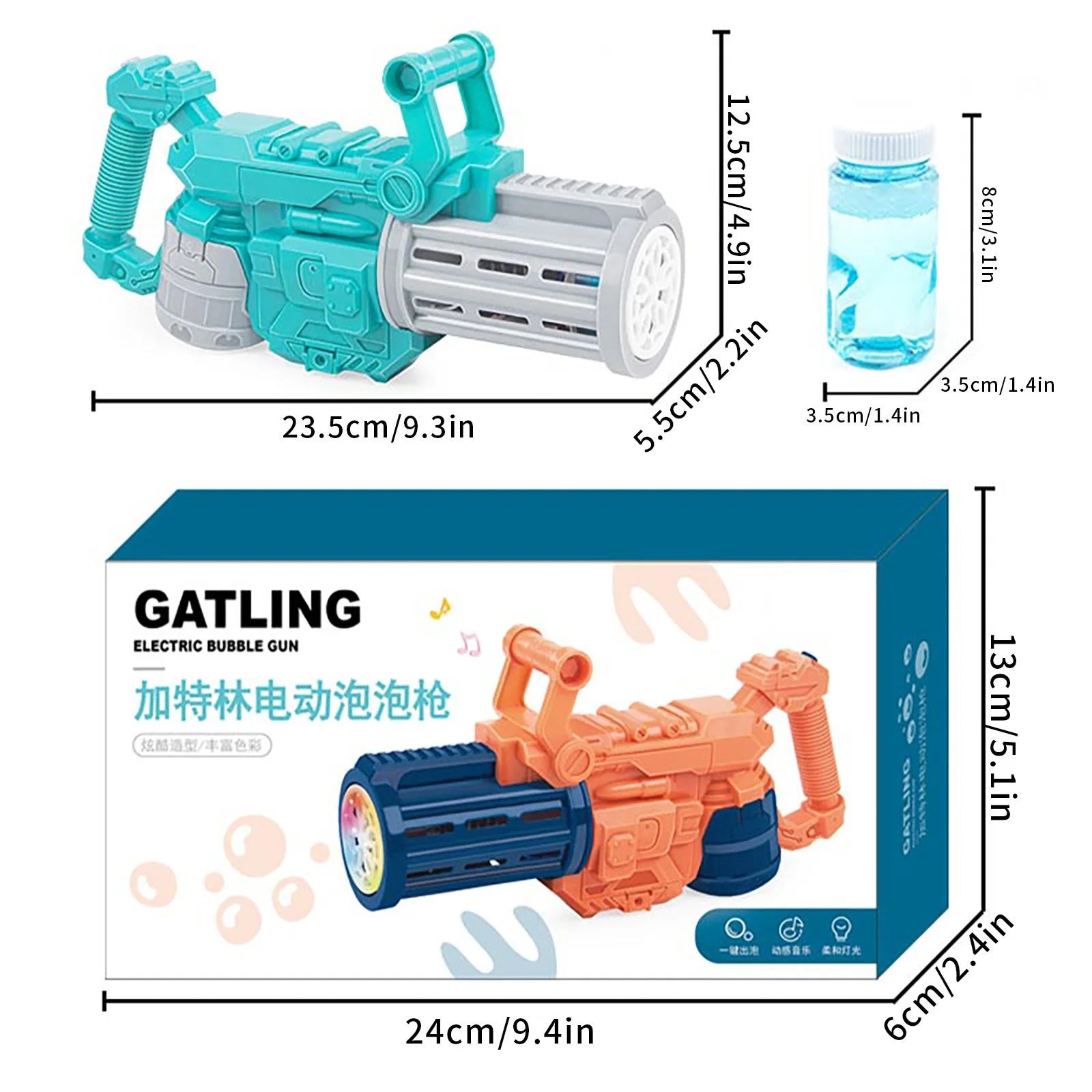 Children Handheld Gatling Bubble Machine Electric Automatic Blowing-bubbles (50ml) V263661