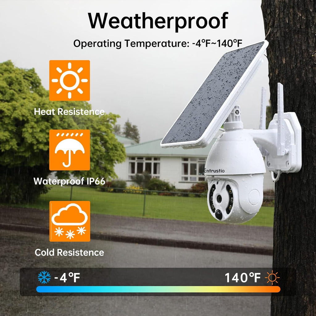 Solar Security Camera Wireless Outdoor 360° Pan Tilt WiFi Solar Powered Camera R307