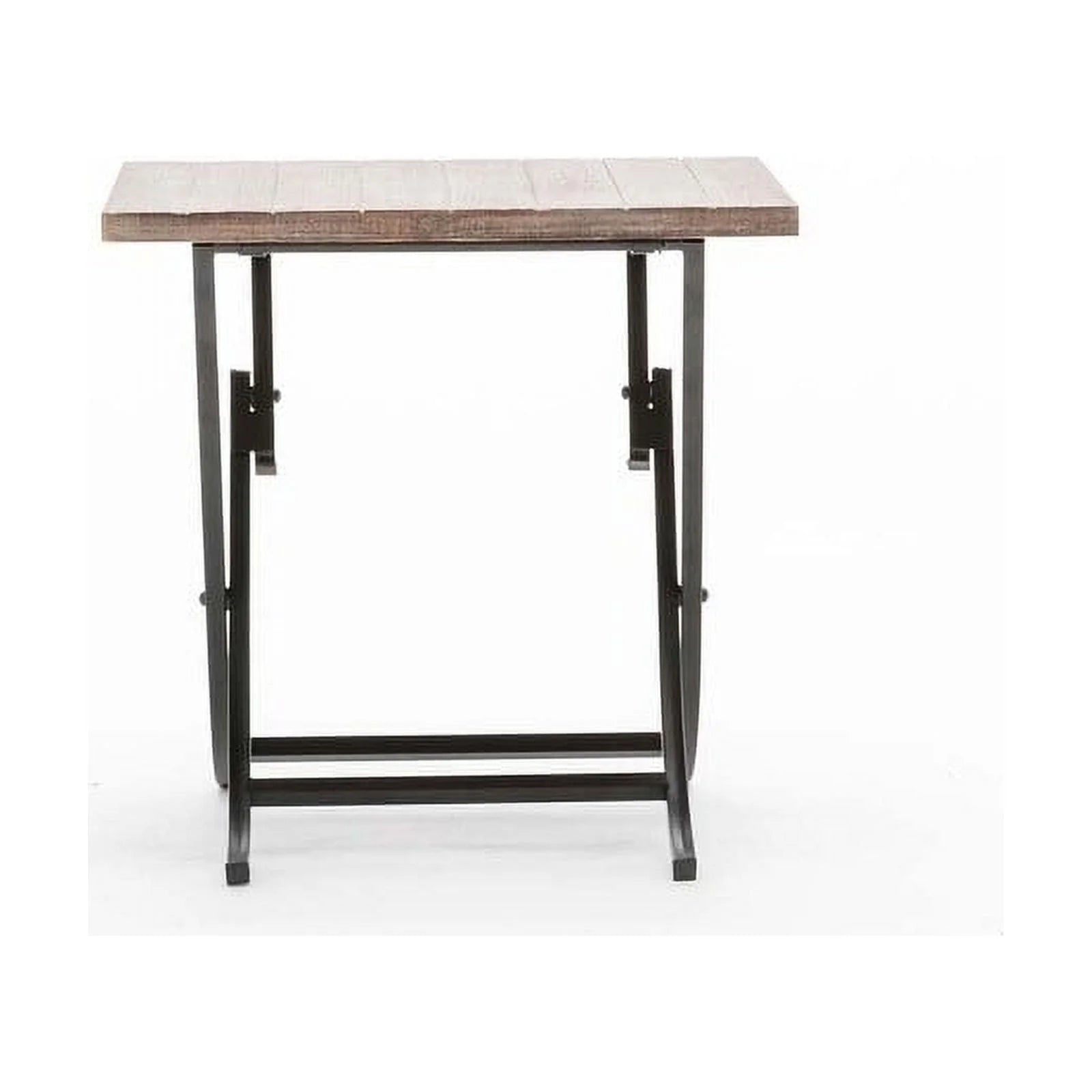 Folding Industrial Wood and Metal End Table J941