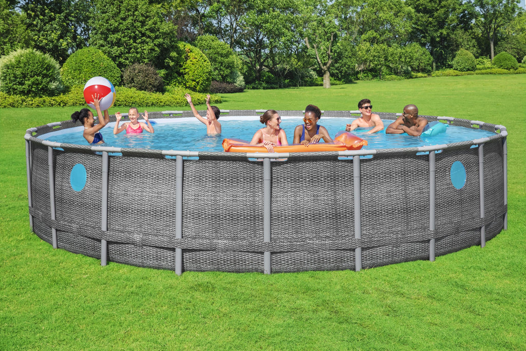 22'x52" Power Steel Frame Round Swimming Pool Set E20820