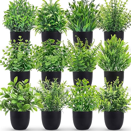 4 Packs Artificial Plants in Black Pot K1783