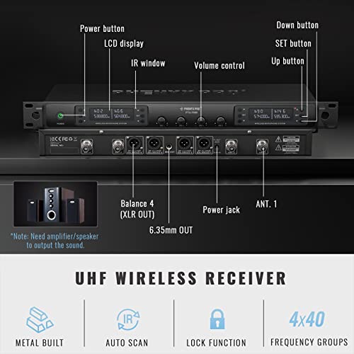 Quad Channel Wireless Microphone System with 4 Handheld Dynamic Microphone I81870