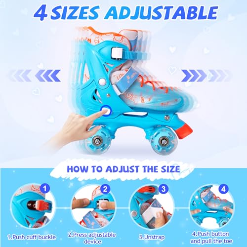 Adjustable Kids Roller Skates with 8 Light up Wheels K692262