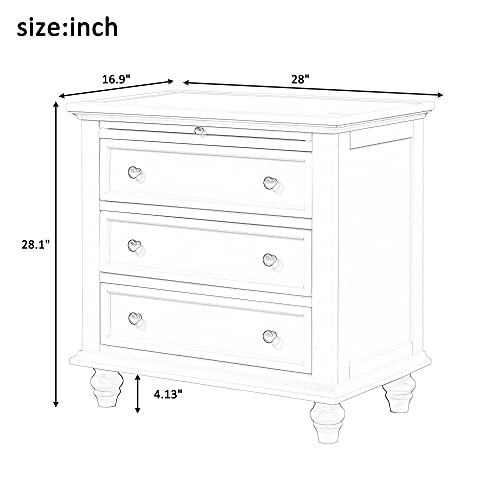 3-Drawer Wooden Nightstand with Pull-Out Tray (Blue) I701873