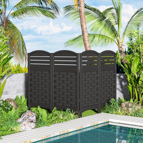 4 Panels Resin Privacy Screen with Metal Stake B828