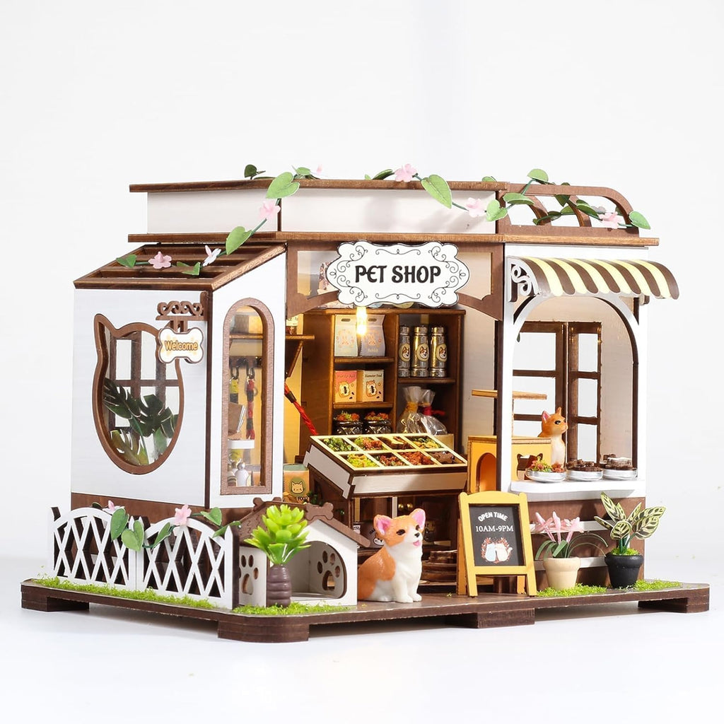 3D Wooden Miniature Dollhouse Kit with Furniture and Light U2559