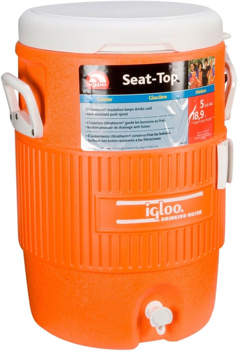 5 Gallon Cooler with Seat Lid in Orange N89866