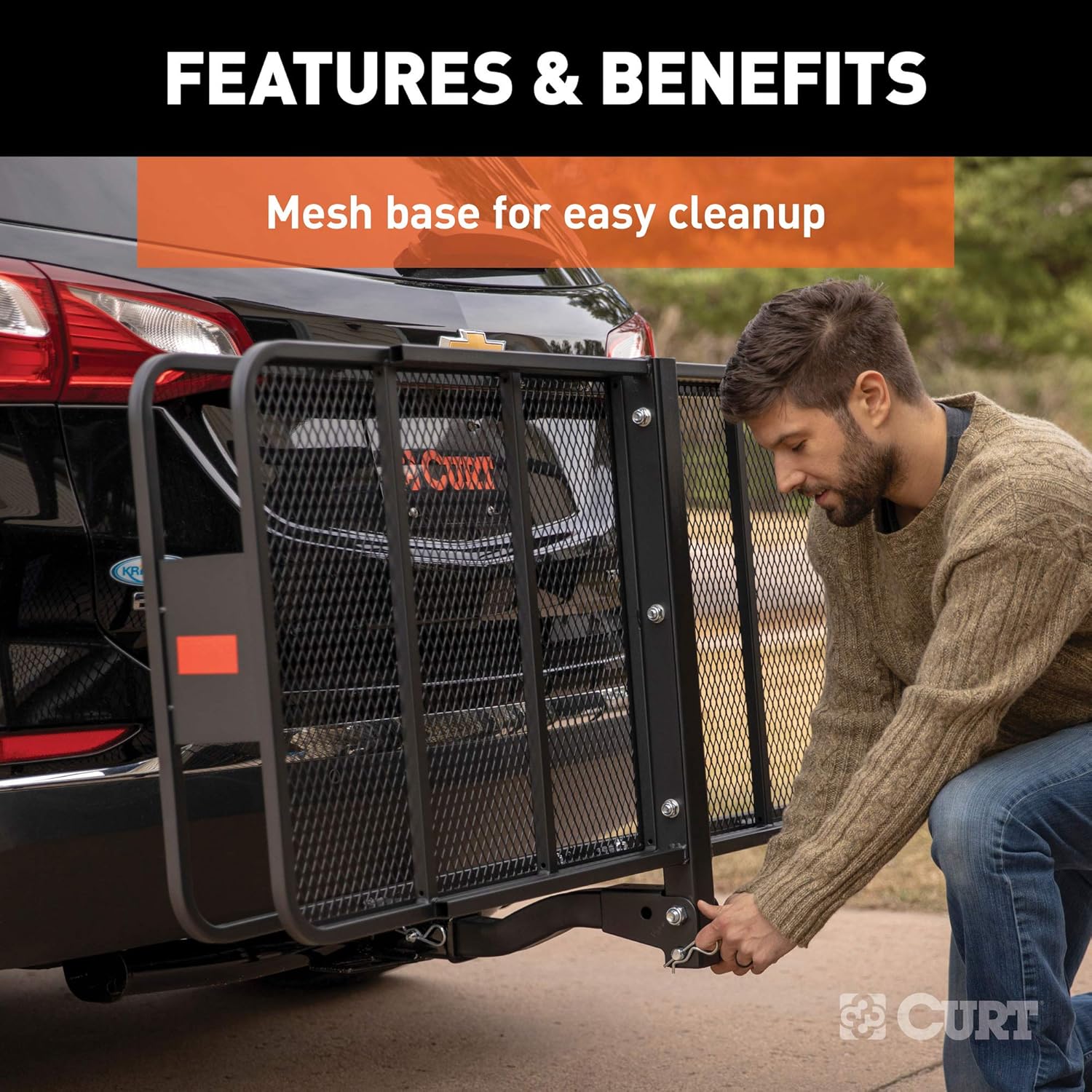 60 x 24-Inch Black Steel Basket Hitch Cargo Carrier S338665