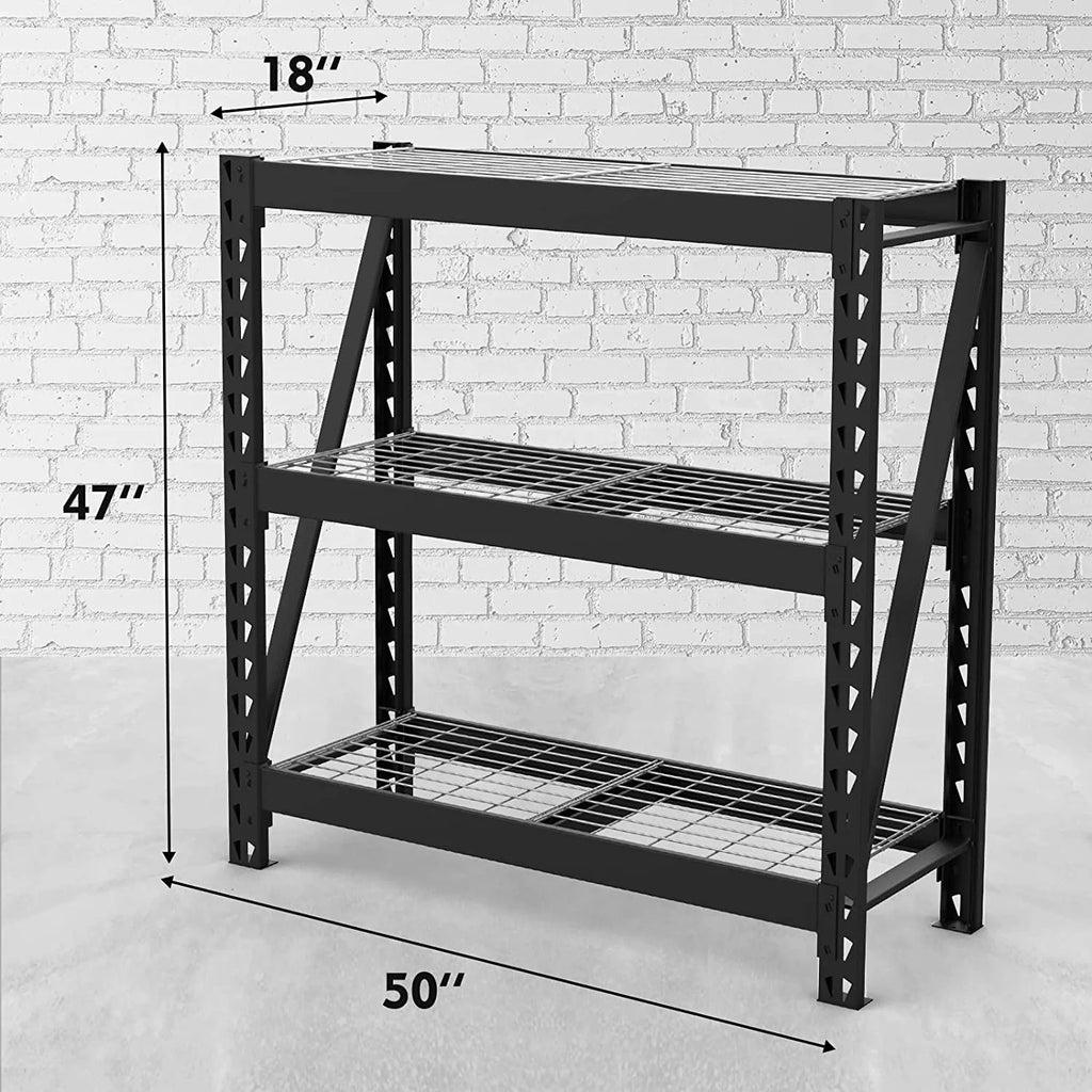 3-Tier Heavy Duty Metal Garage Shelving Unit, 50”W x 47”H x 18”D, 5400 LBS Load Capacity G151