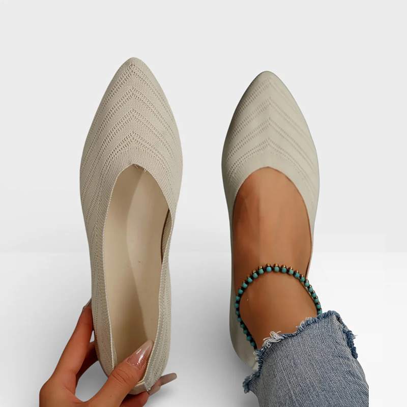 Breathable Knit Pointed Toe Flat Shoes Comfort Slip On Walking Flats for Women
