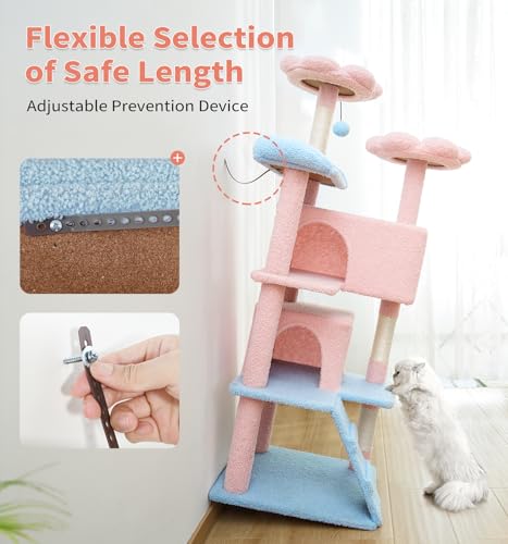 Dark Grey 54in Multi-Level Cat Tree with 2 Condo and Scratching Posts I172