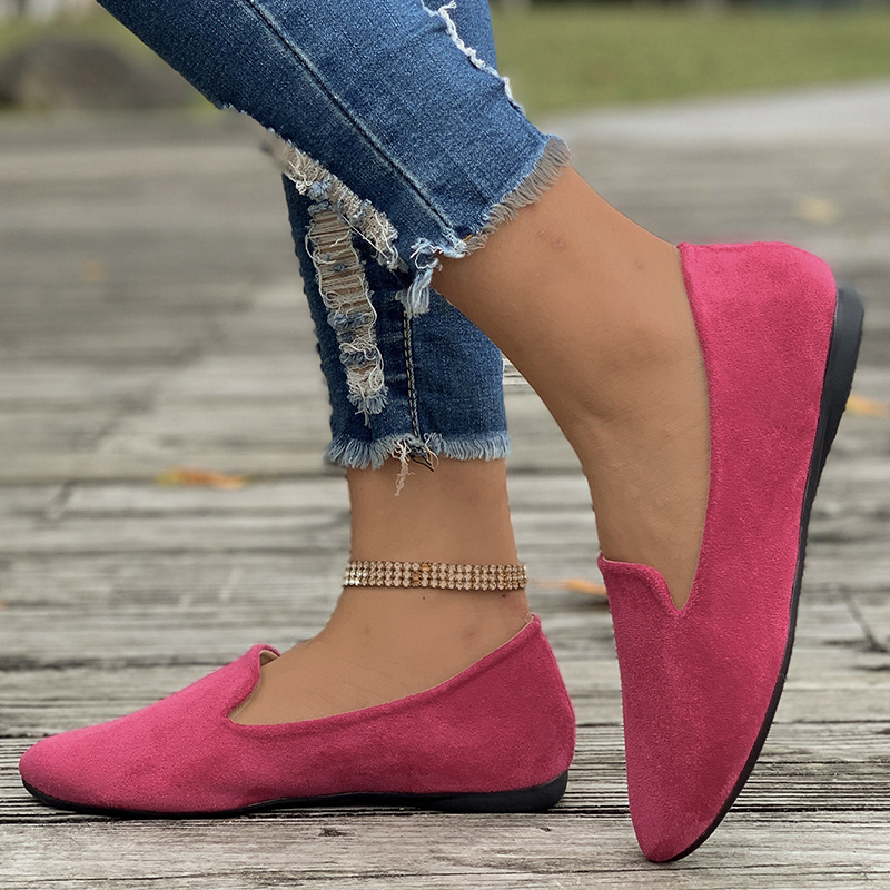 Women's Suede Slip-On Casual Flats – Pointed-Toe Walking Shoes