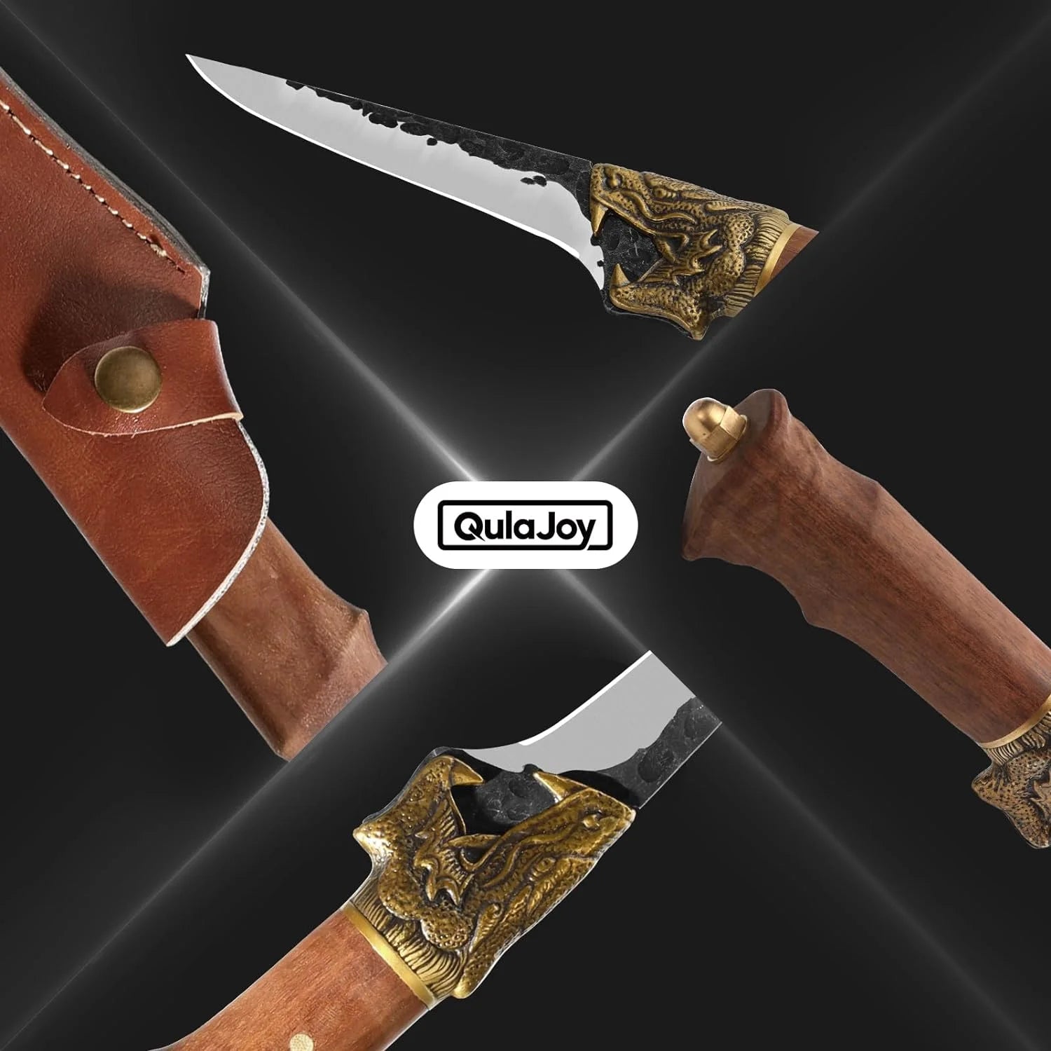 7Cr17MOV Fillet Knife with Leather Sheath Z538