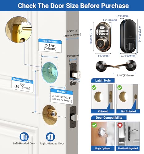 Oil Rubbed Bronze Keyless Entry Door Lock with 2 Lever Handles S133192