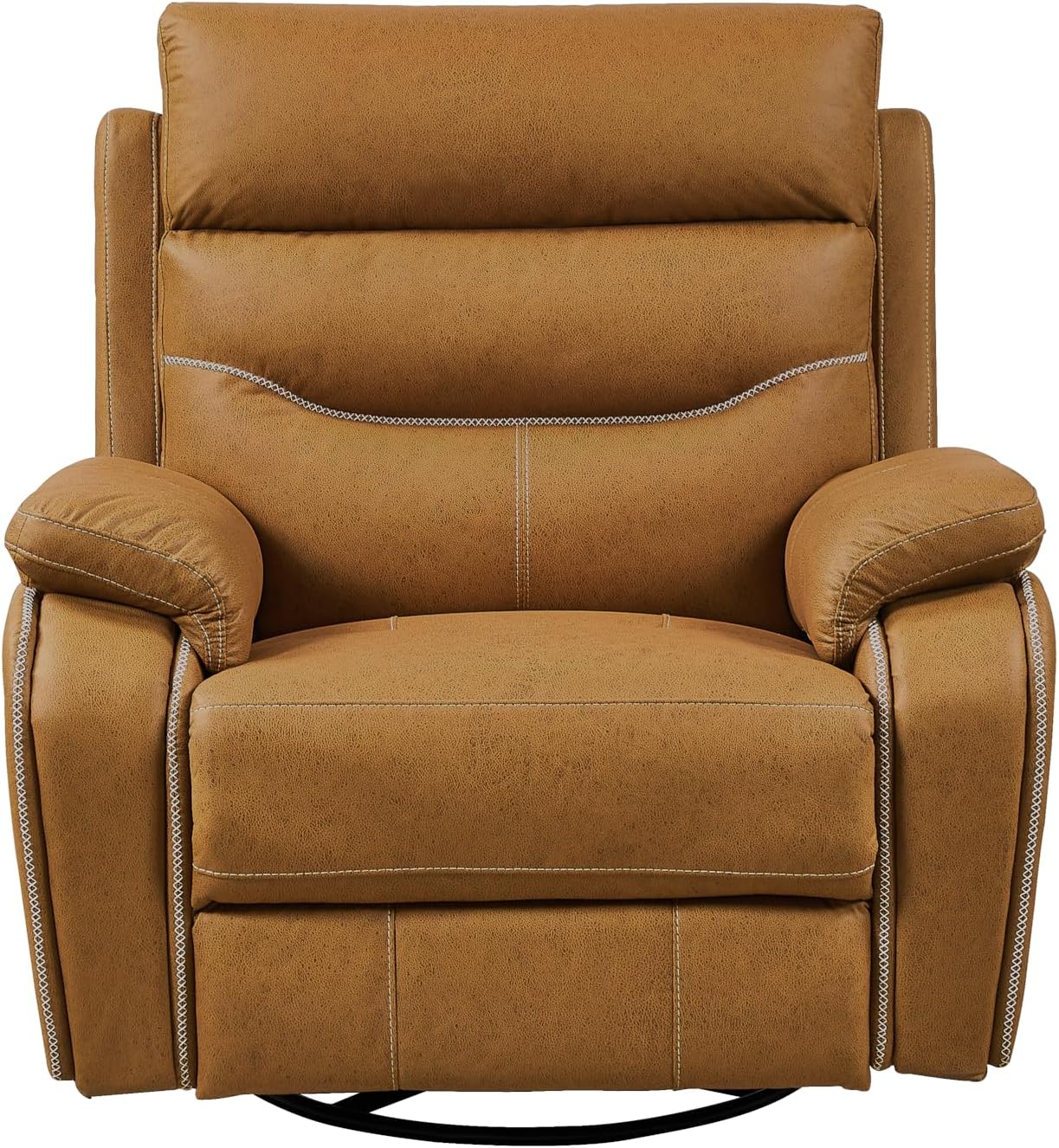 38" Dual Motor Rocking and Swivel Single Sofa Recliner Chair, Power Headrest, Yellow Brown R819636