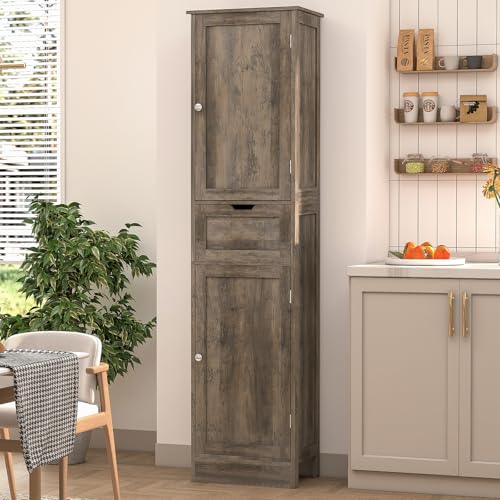 White 67" Tall Bathroom Cabinet with 2 Doors & 1 Drawer V844148