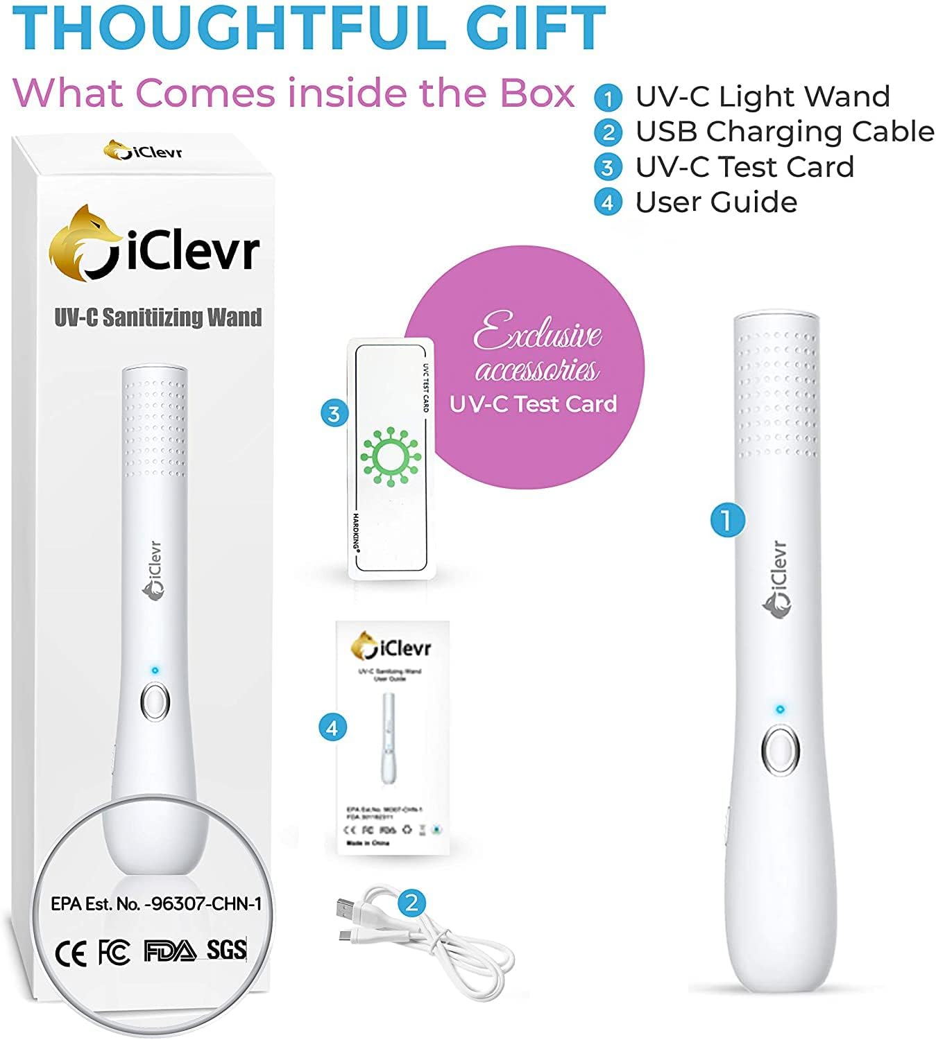 UV-C Light Sanitizer Wand Pack of 2 T336221