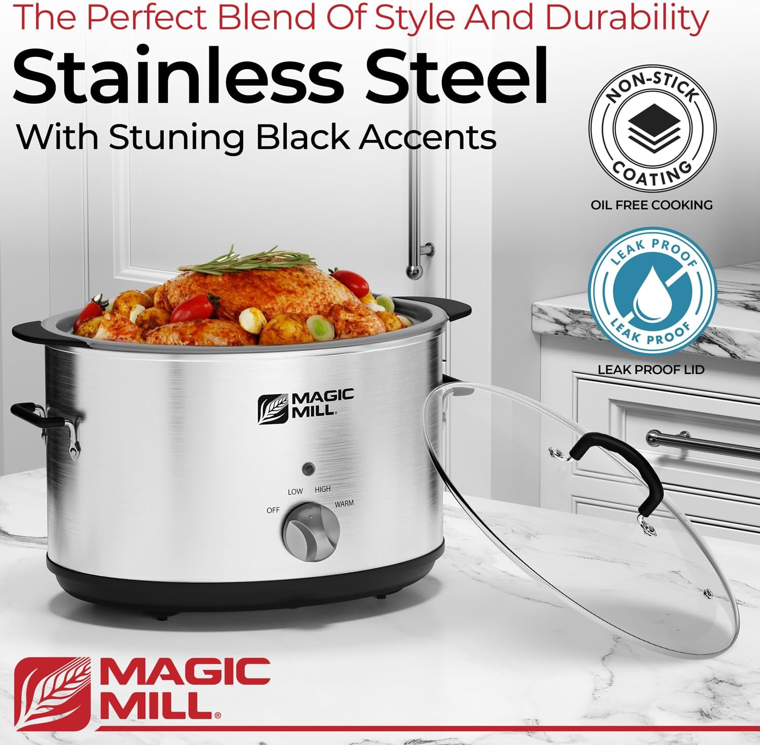 10 Quart Non-Stick Slow Cooker with Tempered Glass Lid F712757