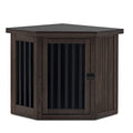 White and Brown Wooden Corner Dog Crate with Door T70064