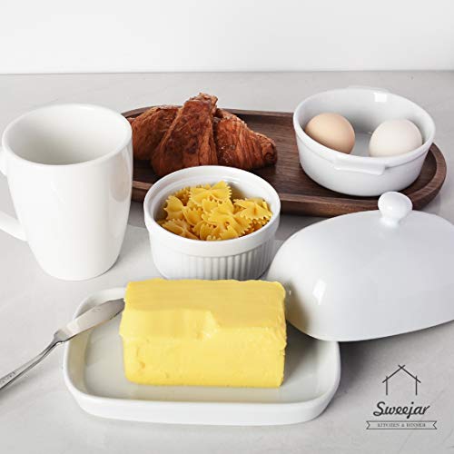White Ceramics Butter Dish with Lid F185