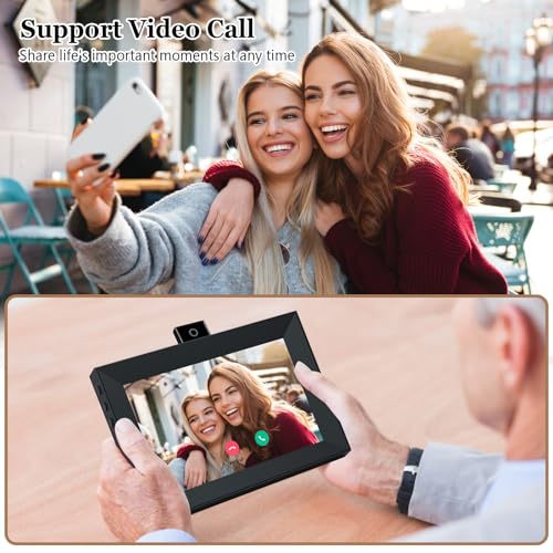 10.1 Inch WiFi IPS HD Touchscreen Digital Picture Frame with Black Wood Frame M947