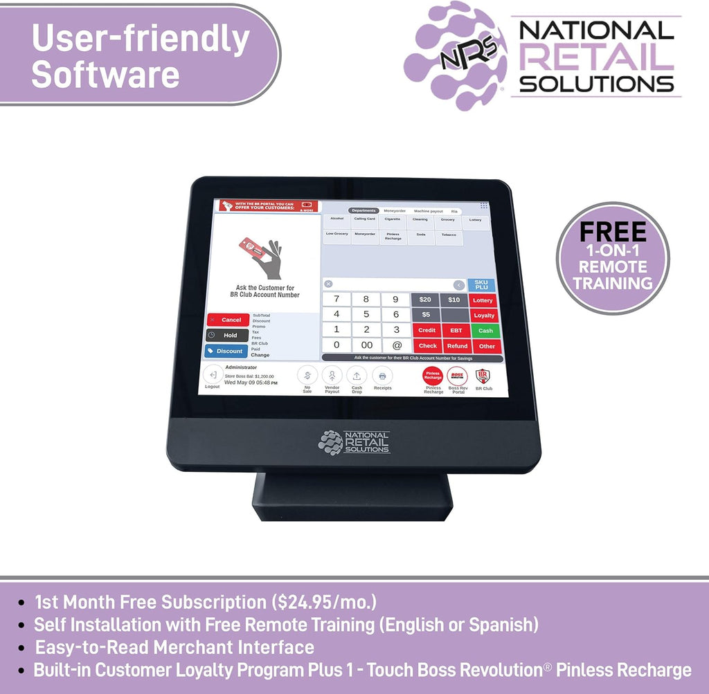 POS System Bundle with Touch Screen Monitor, Barcode Scanner & Thermal Receipt Printer I365342