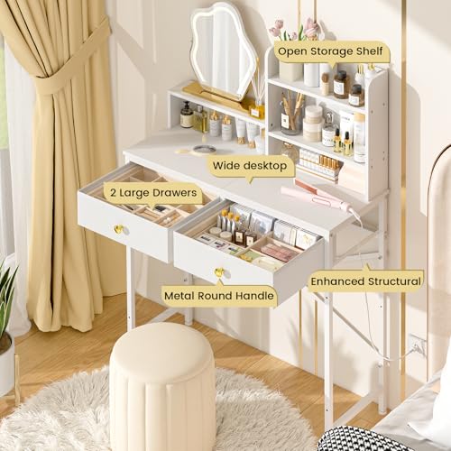 White 2 Drawer Vanity Desk B740