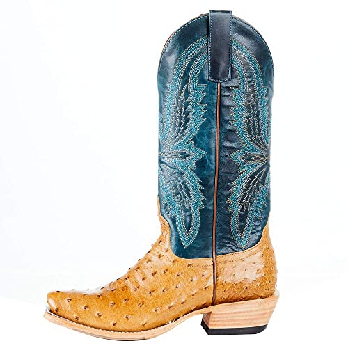 Women's Full Quill Ostrich Top Hand Snub Toe Boot T334480