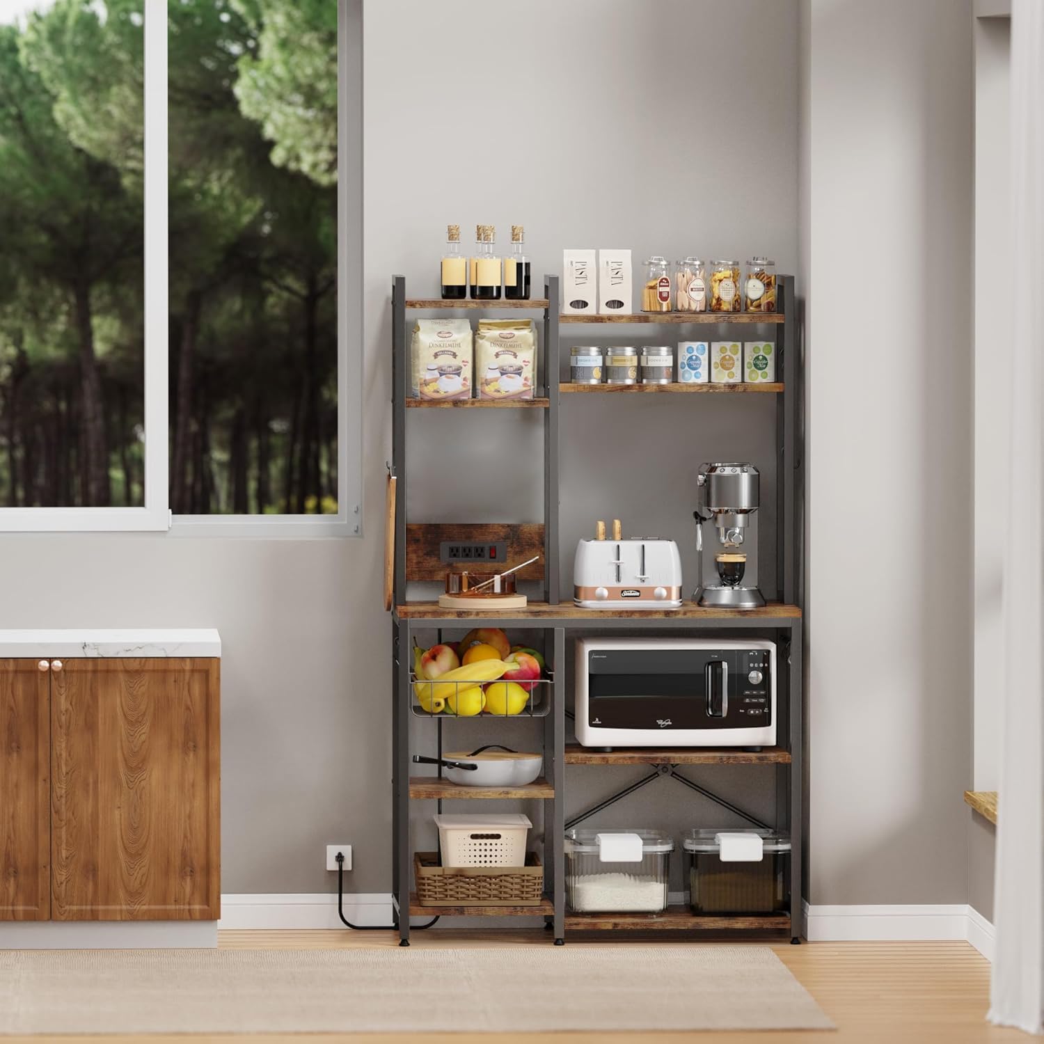 6-Tier Microwave Stand with 12 S-Shaped Hooks V88608