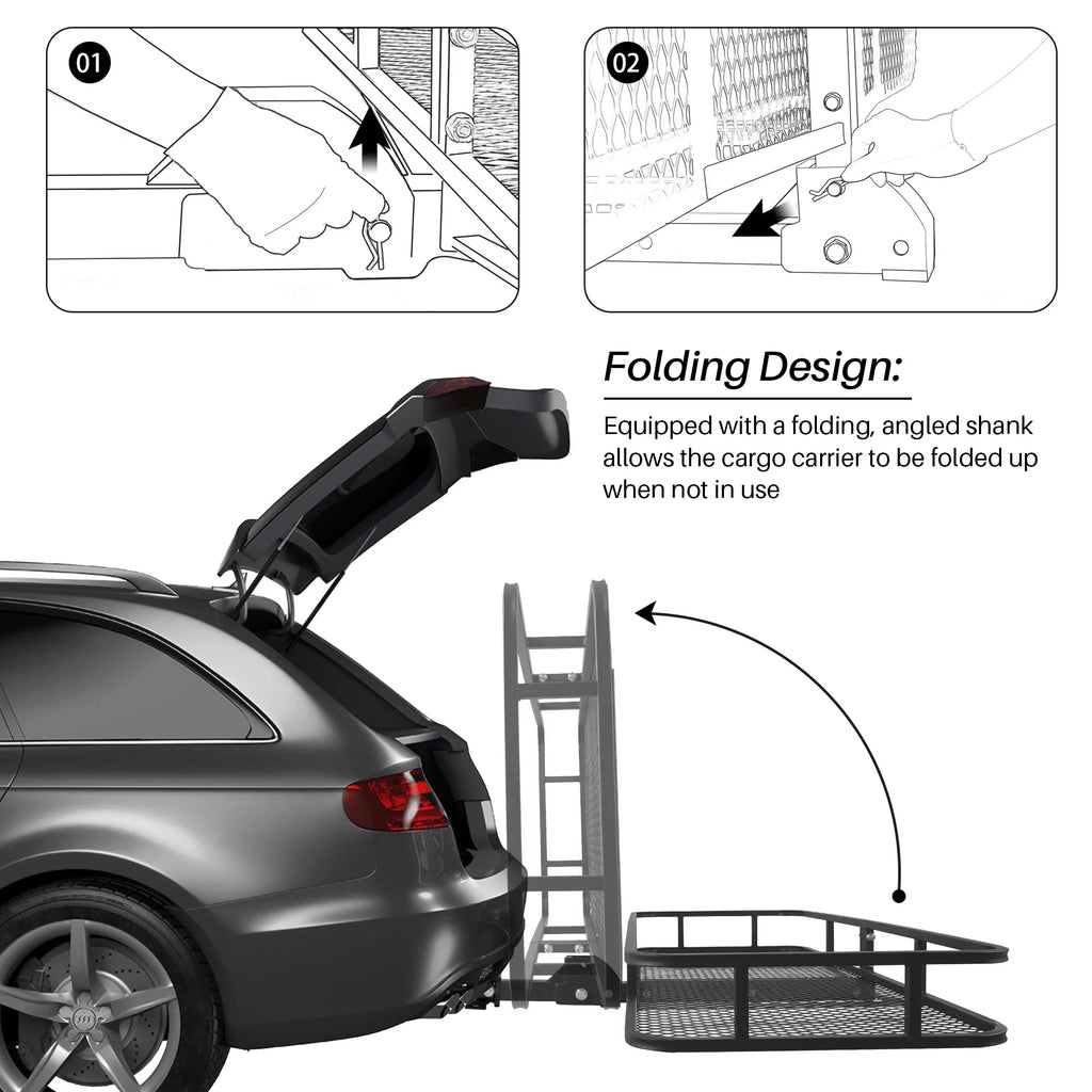 60" Folding Cargo Carrier Luggage Basket L904