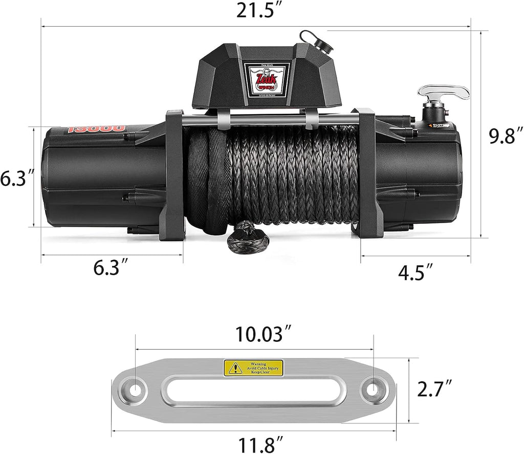 13000 lb. Electric Winch 12V Waterproof Synthetic Rope S996